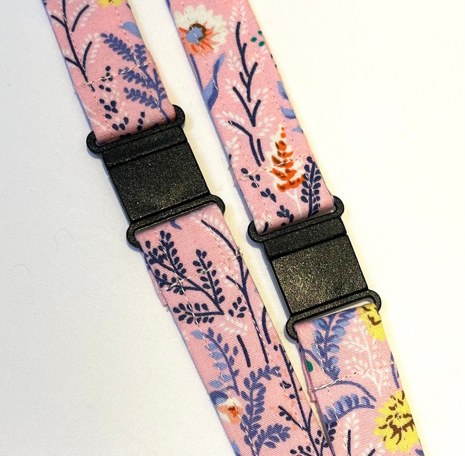 Pink Floral Fabric Breakaway Lanyard image 1