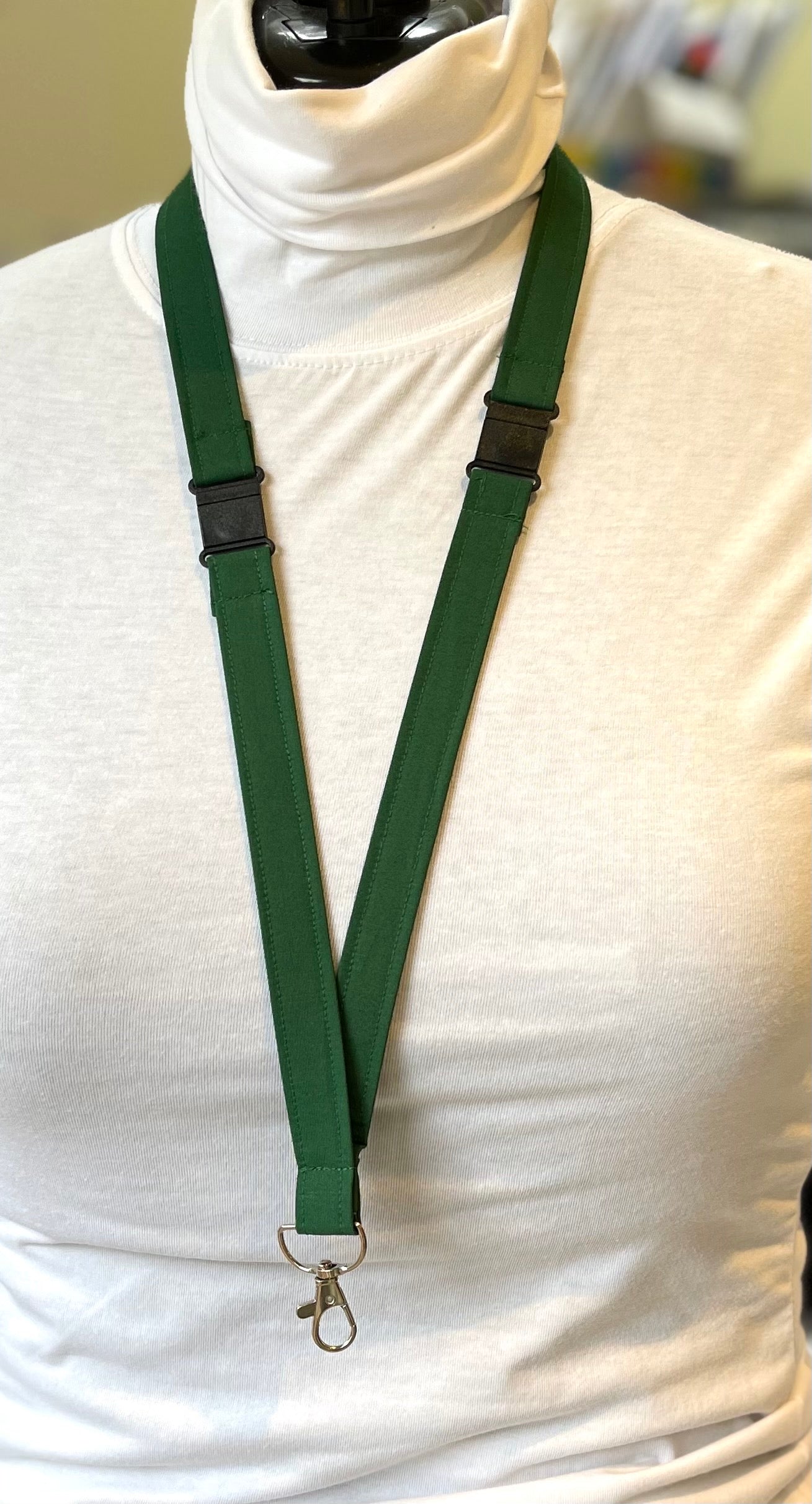 Bottle Green Plain Fabric Breakaway Lanyard image 0