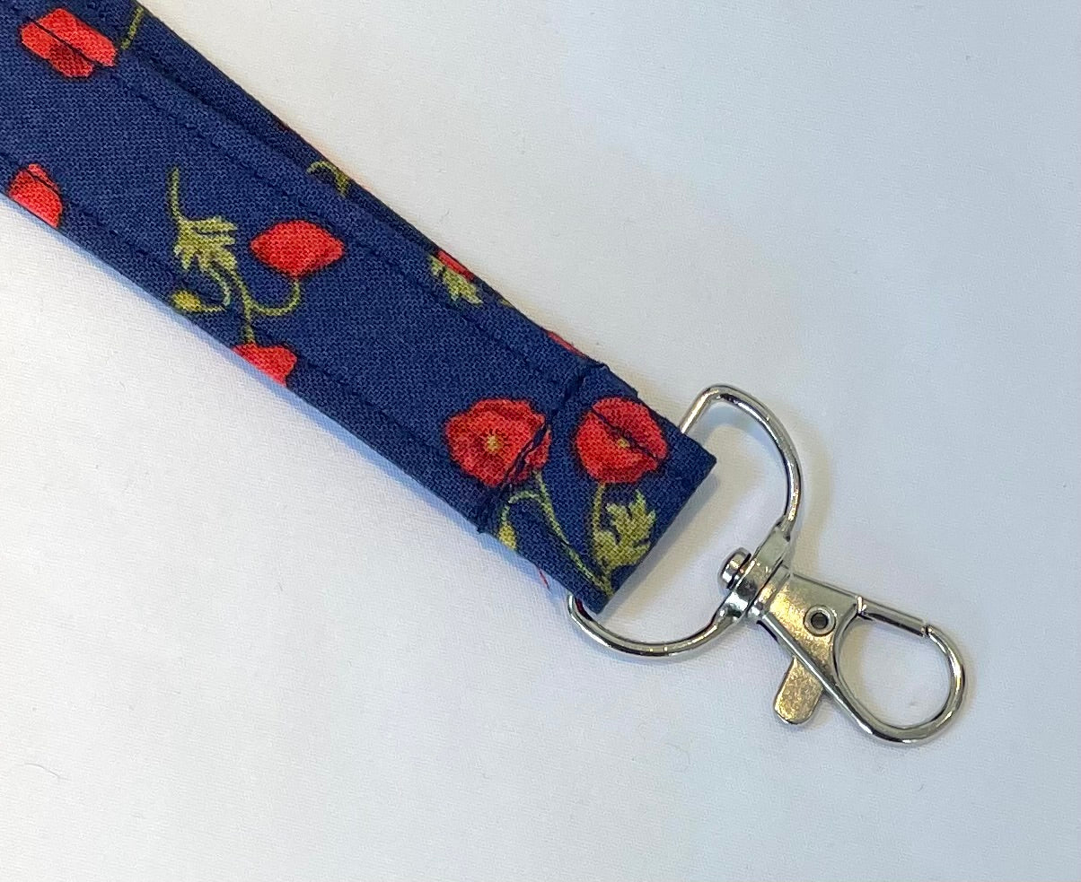 Blue Poppy Fabric Breakaway Lanyard image 3