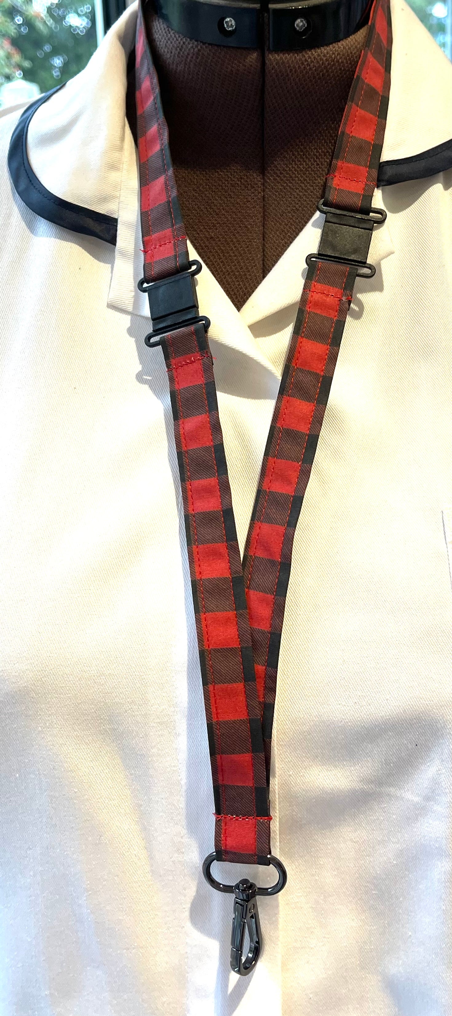 Buffalo Check / Plaid Fabric Breakaway Lanyard image 0
