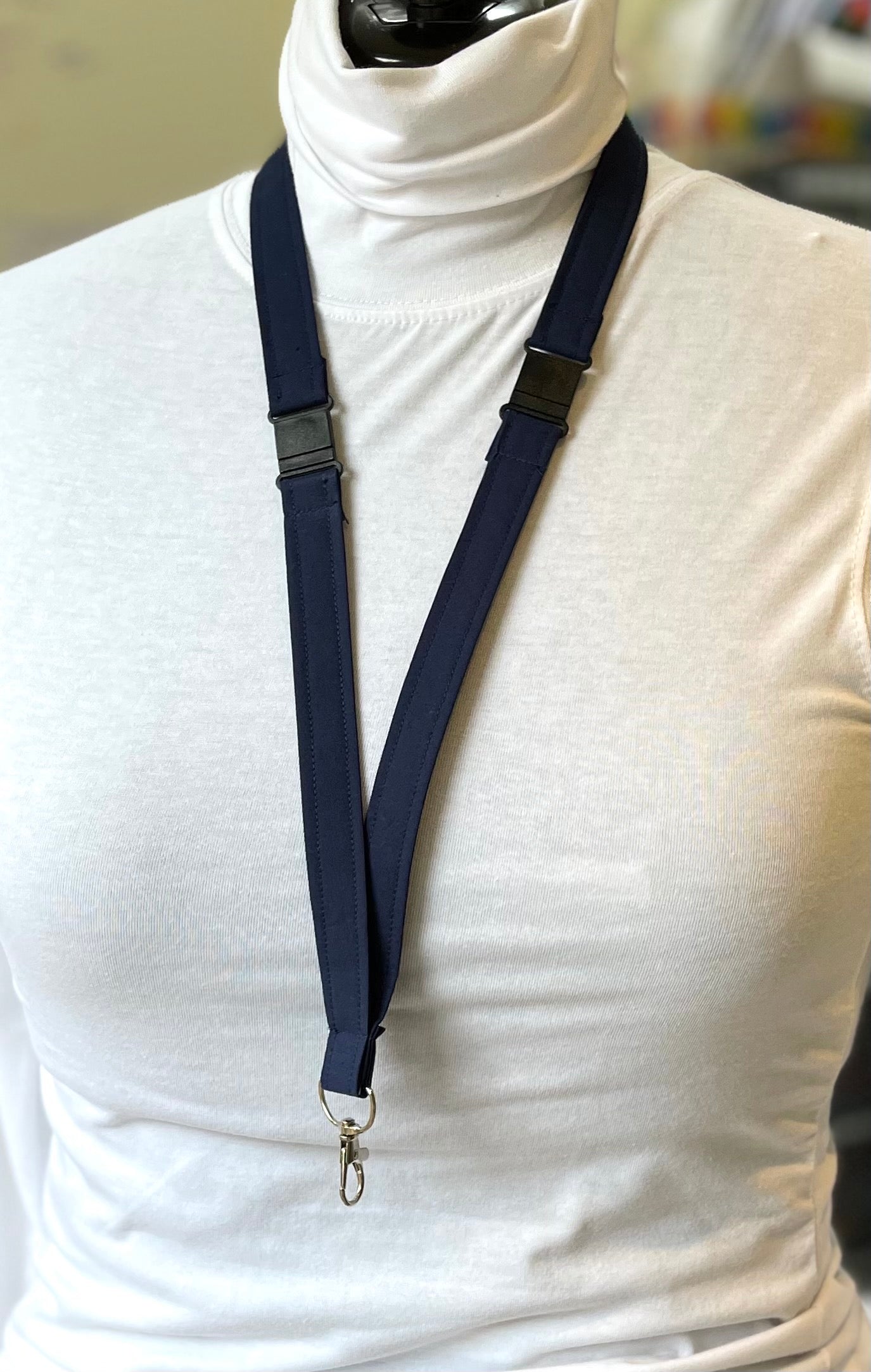 Navy Plain Fabric Breakaway Lanyard image 0