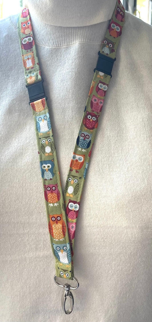 Owls fabric lanyard