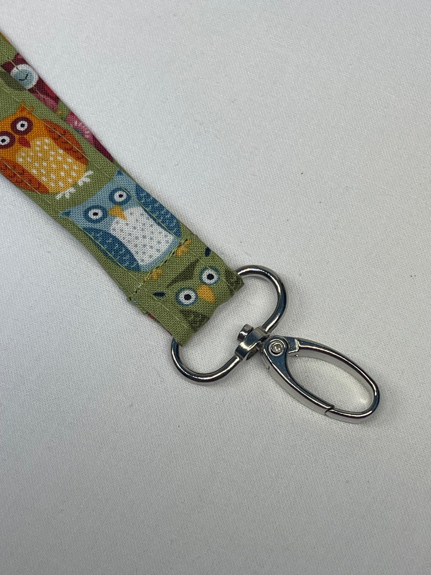 Owls fabric lanyard with swivel clip