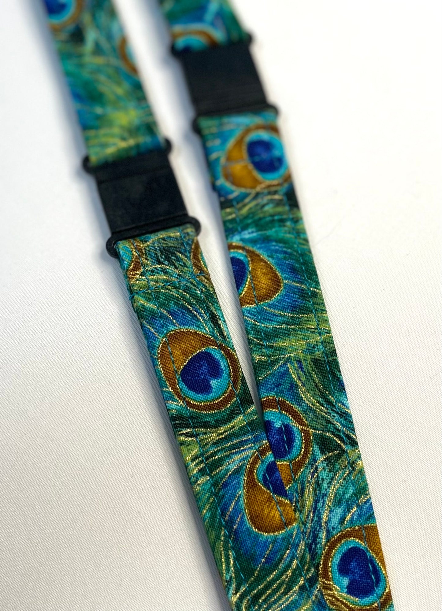 Peacock Prints Fabric Breakaway Lanyard - House of Lanyards