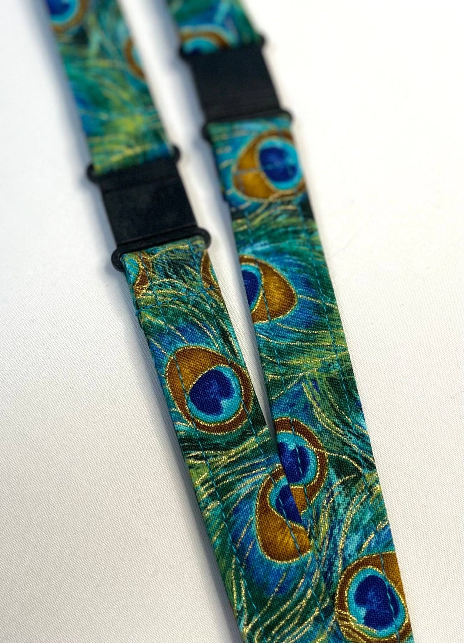 Peacock Prints Fabric Breakaway Lanyard - House of Lanyards