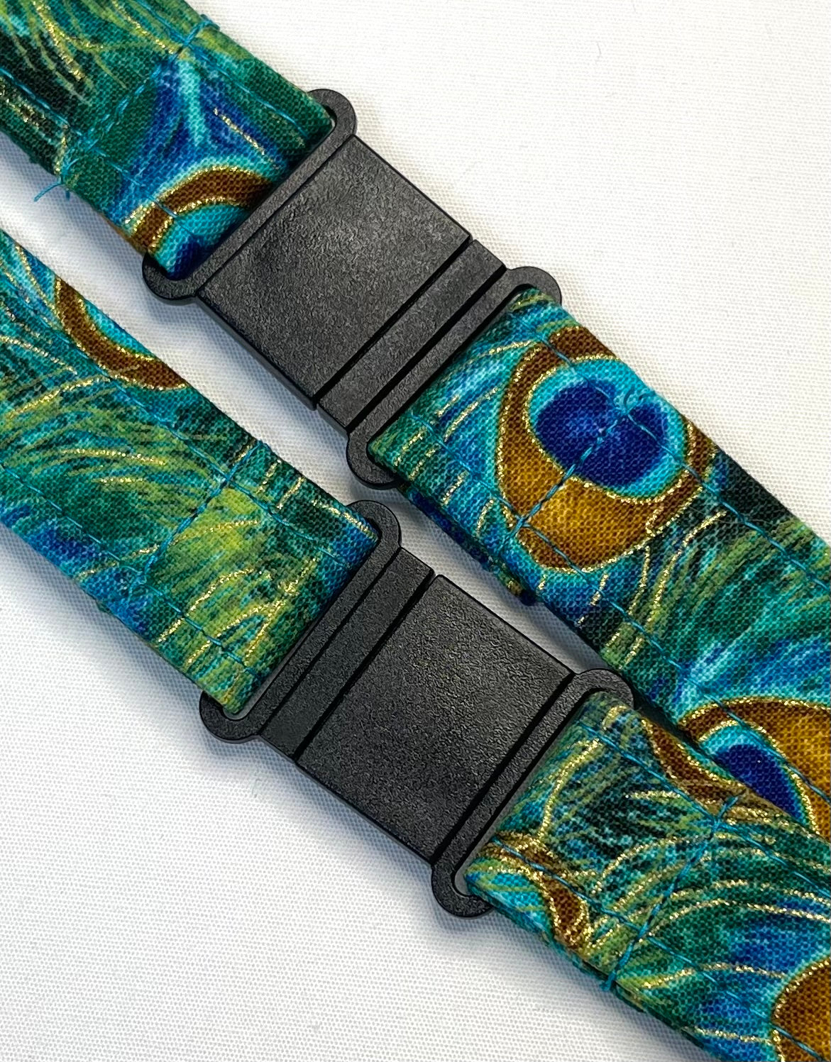 Peacock Prints Fabric Breakaway Lanyard - House of Lanyards