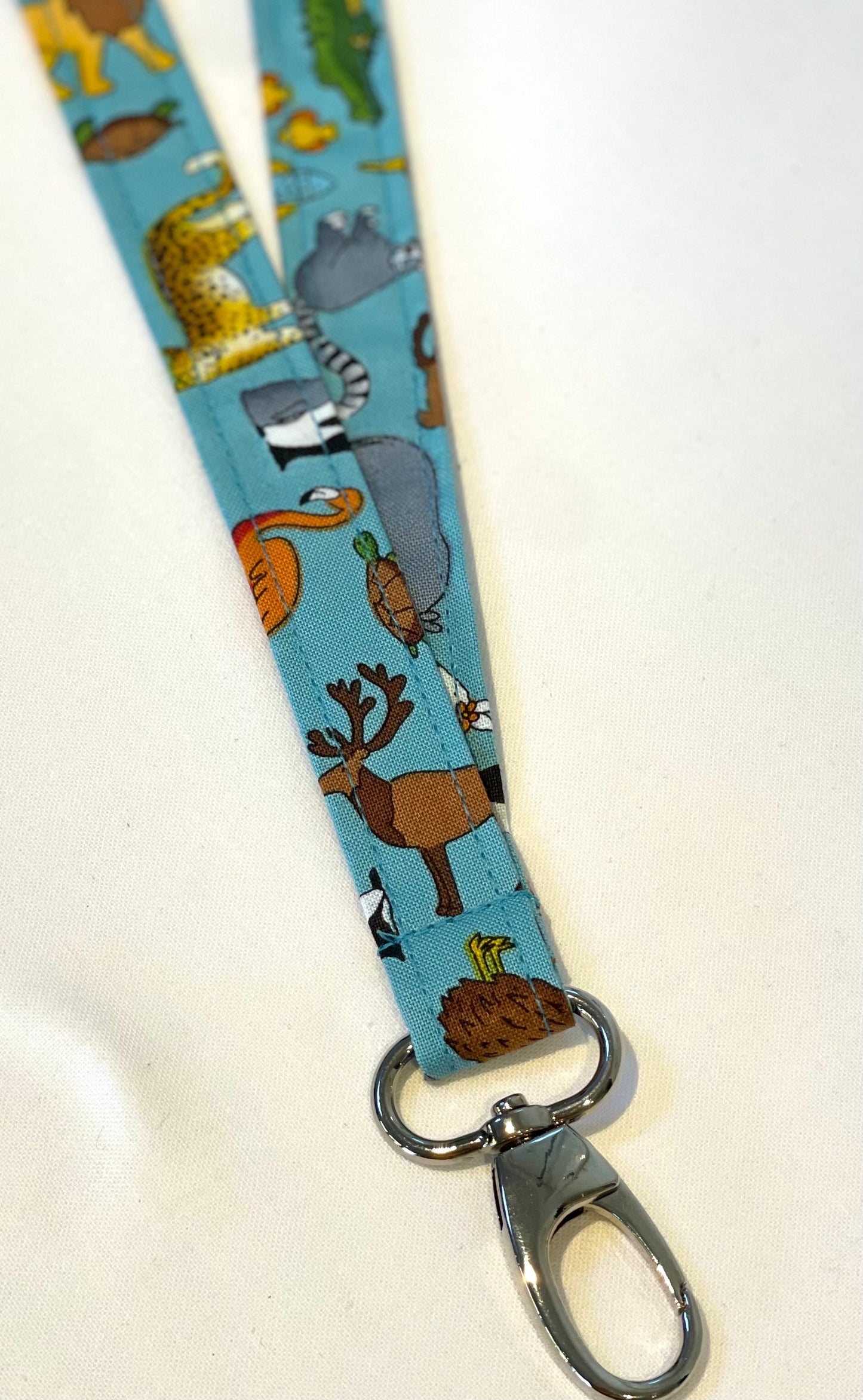 Worldly Animals Blue Fabric Breakaway Lanyard - House of Lanyards