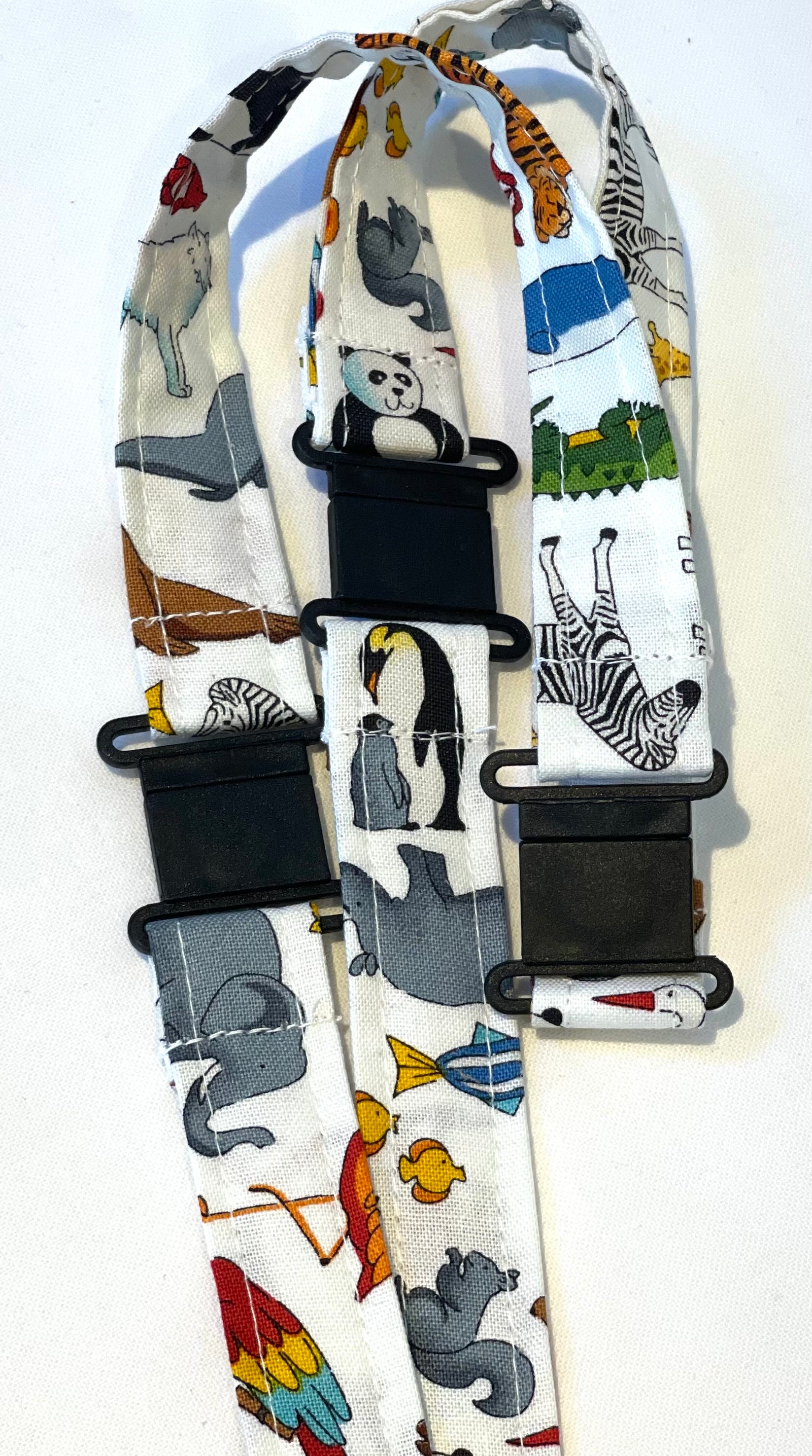 Worldly Animals White Fabric Breakaway Lanyard - House of Lanyards