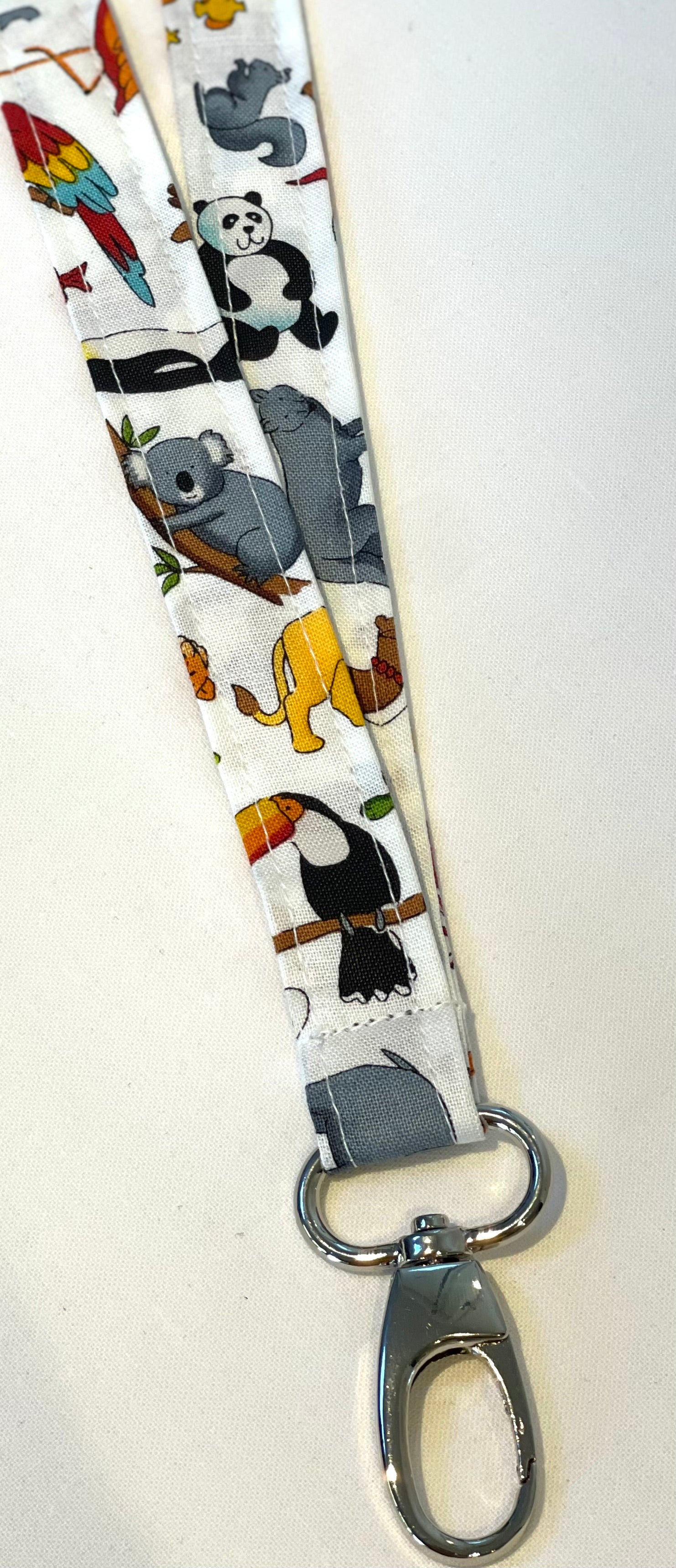 Worldly Animals White Fabric Breakaway Lanyard - House of Lanyards