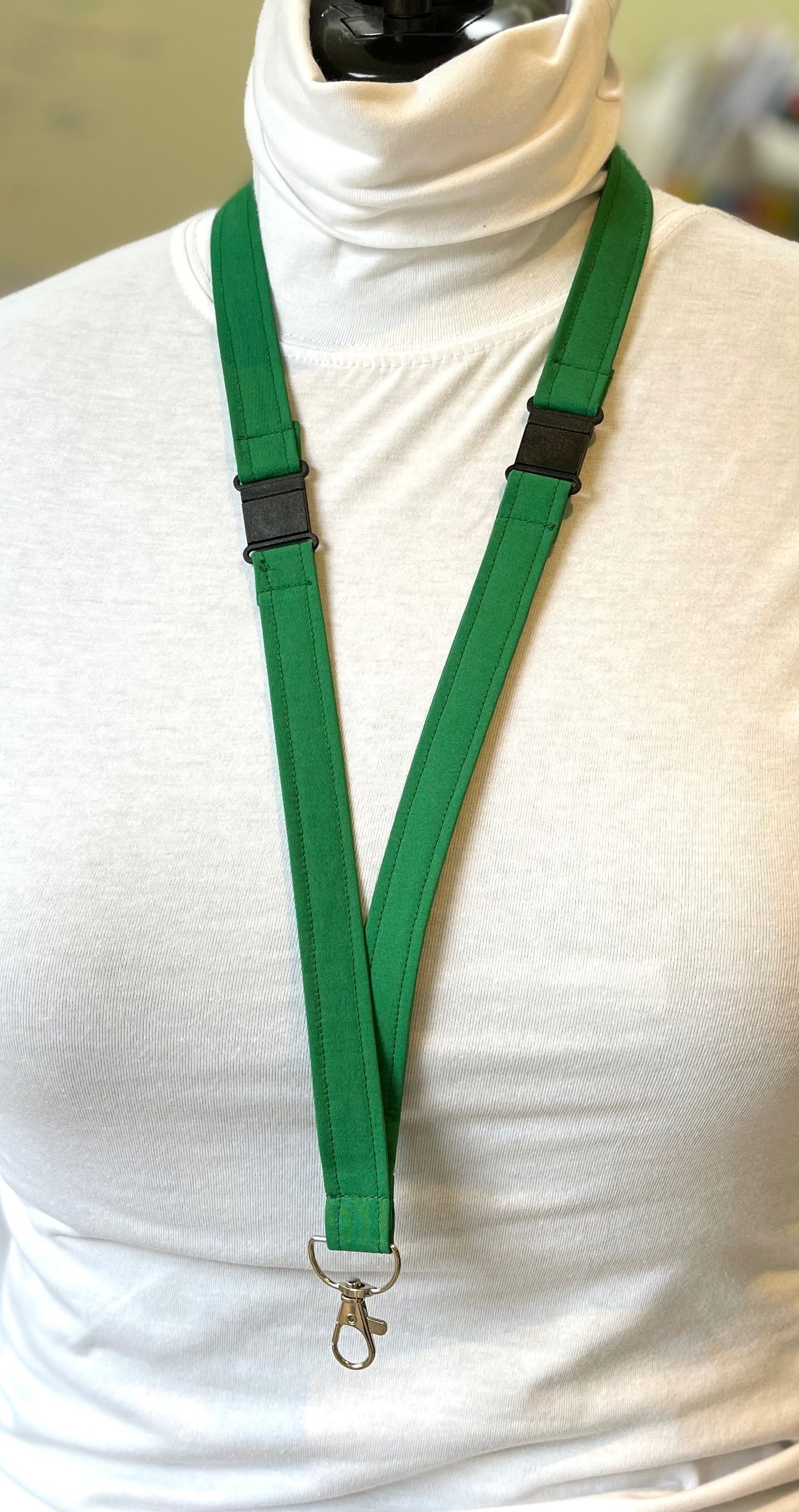 Emerald Green Plain Fabric Breakaway Lanyard image 0