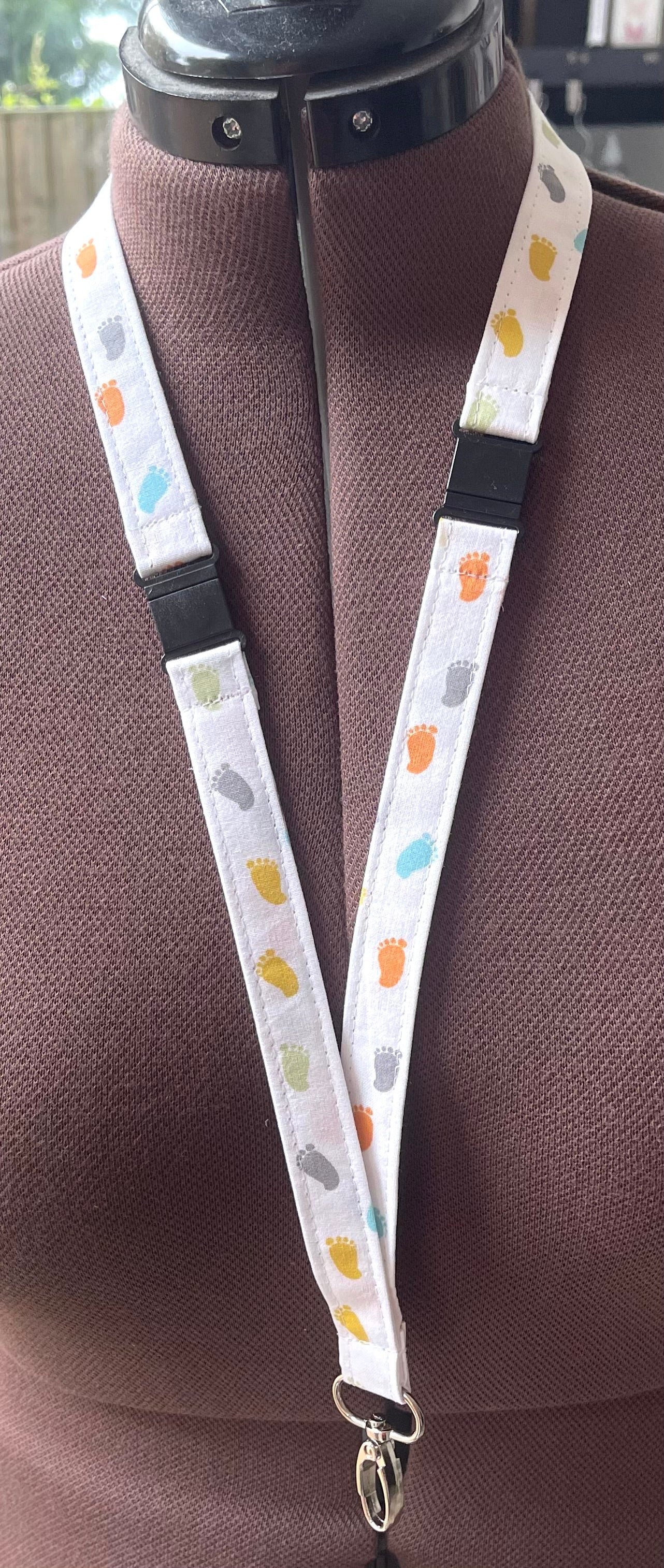 Foot Print Multi Color Fabric Breakaway Lanyard image 0