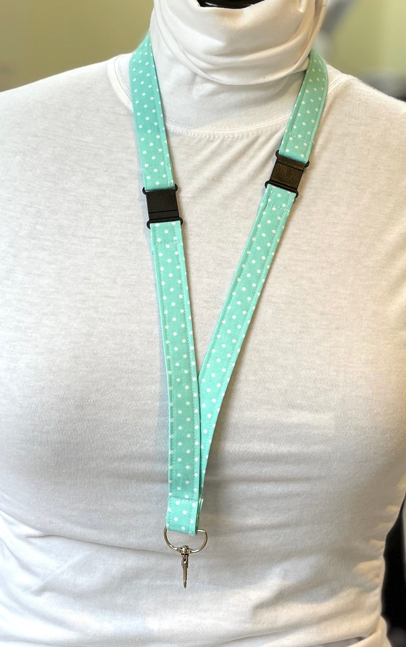 Blue Spotty Fabric Breakaway Lanyard image 0