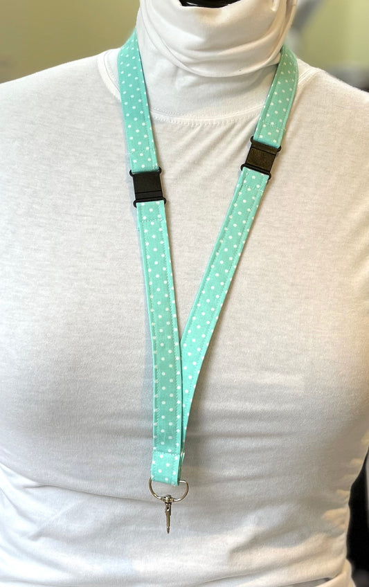 Blue Spotty Fabric Breakaway Lanyard image 0