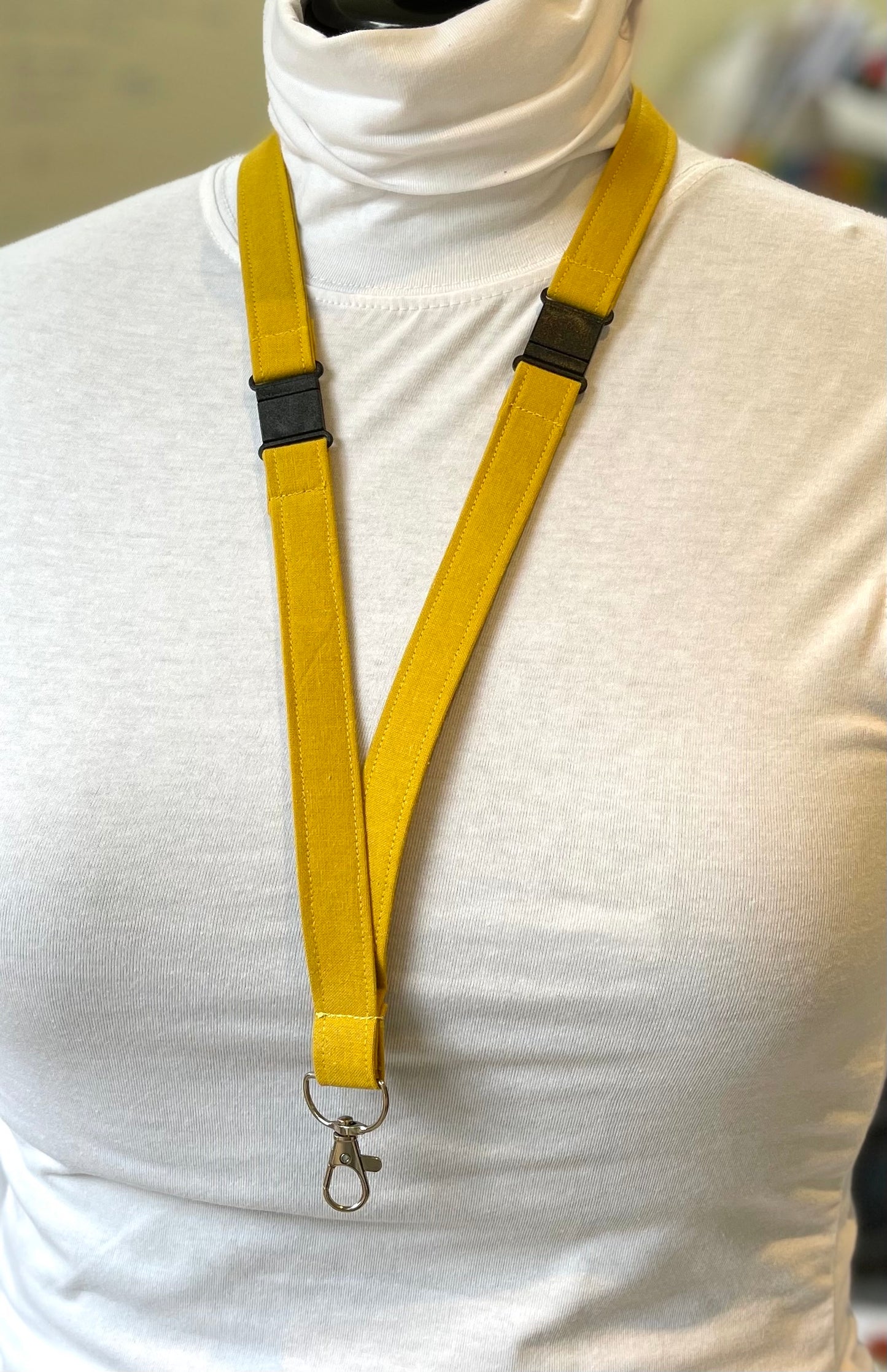 Mustard Plain Fabric Breakaway Lanyard image 0