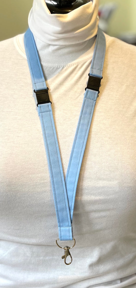 Sky Blue Plain Fabric Breakaway Lanyard image 0