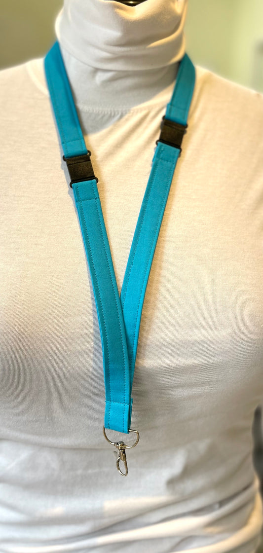 Aqua Plain Fabric Breakaway Lanyard image 0