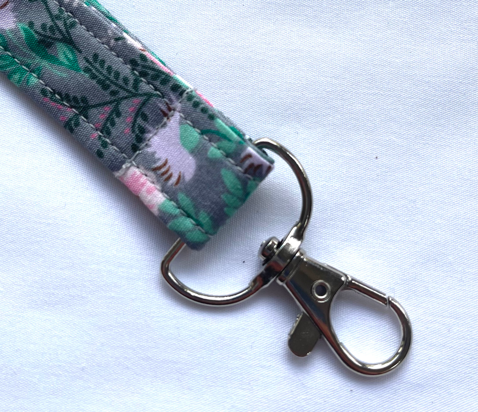 Grey Floral Fabric Breakaway Lanyard image 2