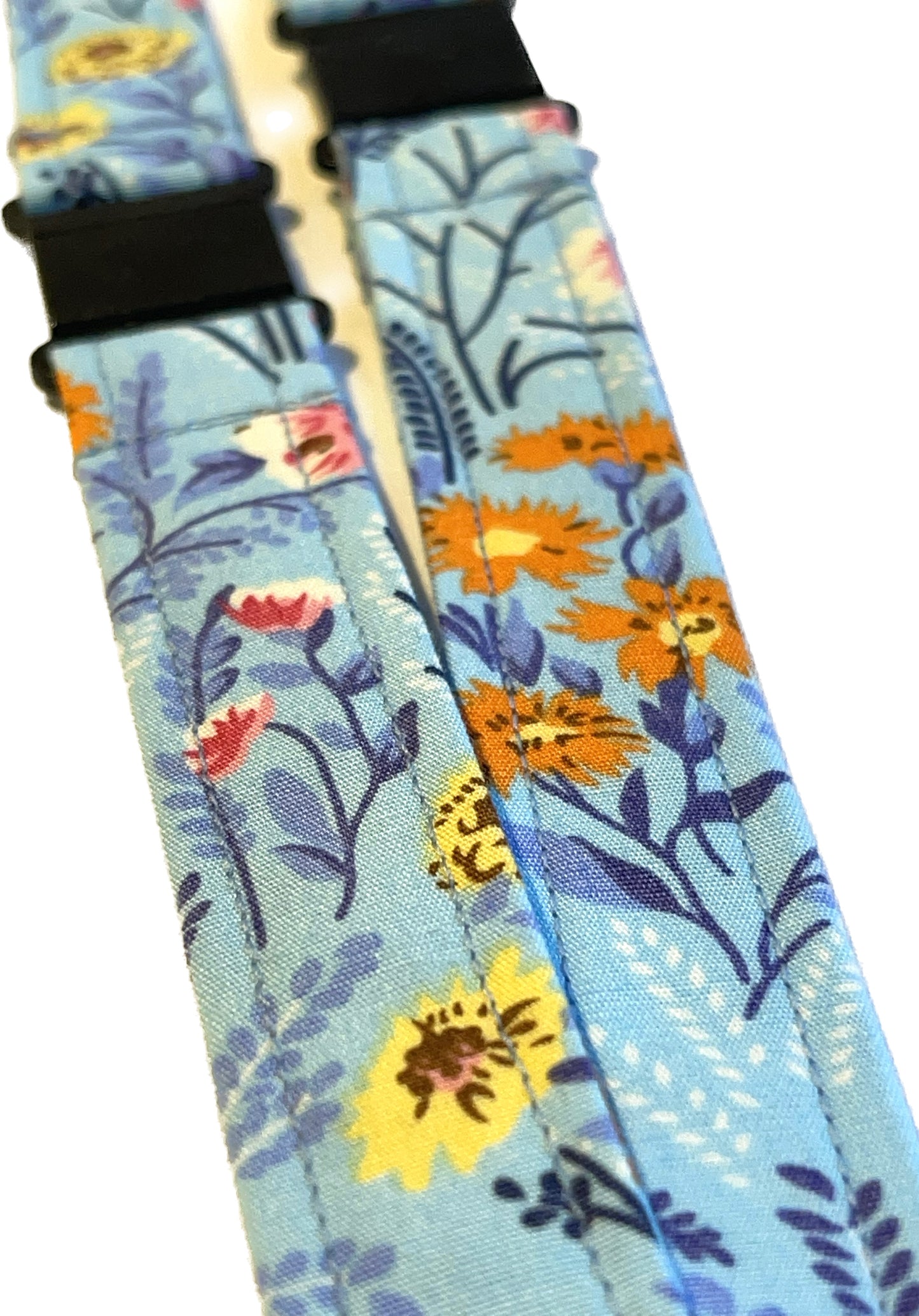 Blue Floral Fabric Breakaway Lanyard image 2