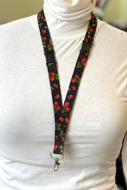 Strawberry Fabric Breakaway Lanyard image 0