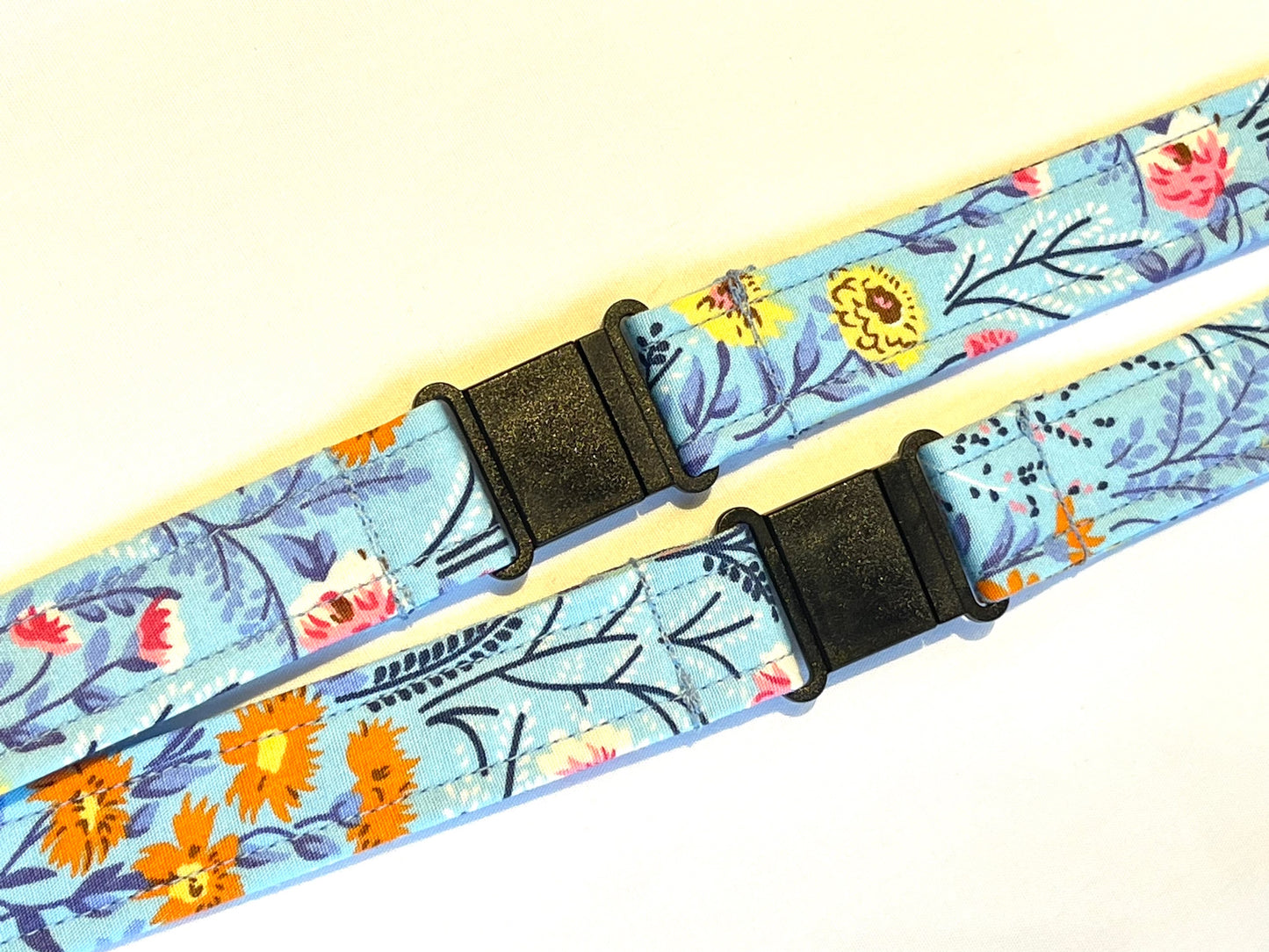 Blue Floral Fabric Breakaway Lanyard image 3