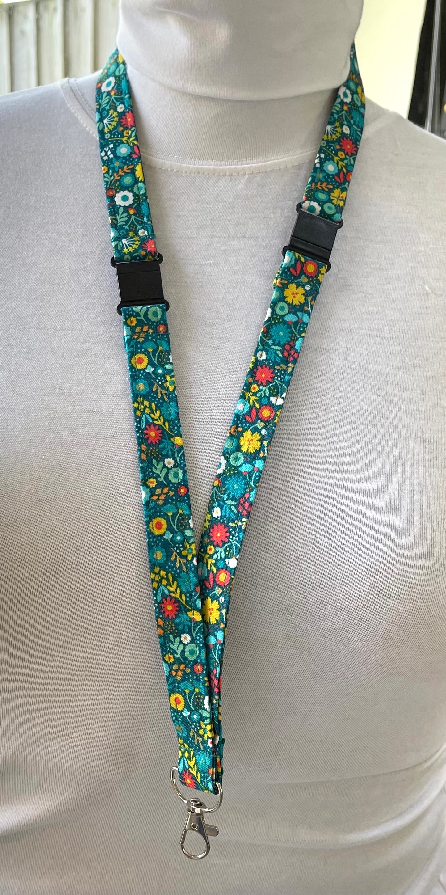 Folk Friends Floral Fabric Breakaway Lanyard image 0