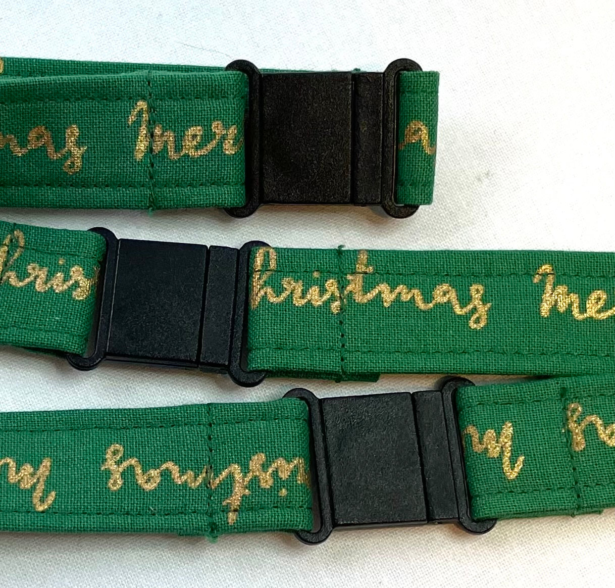 Christmas: Merry Christmas Green Fabric Breakaway Lanyard image 3