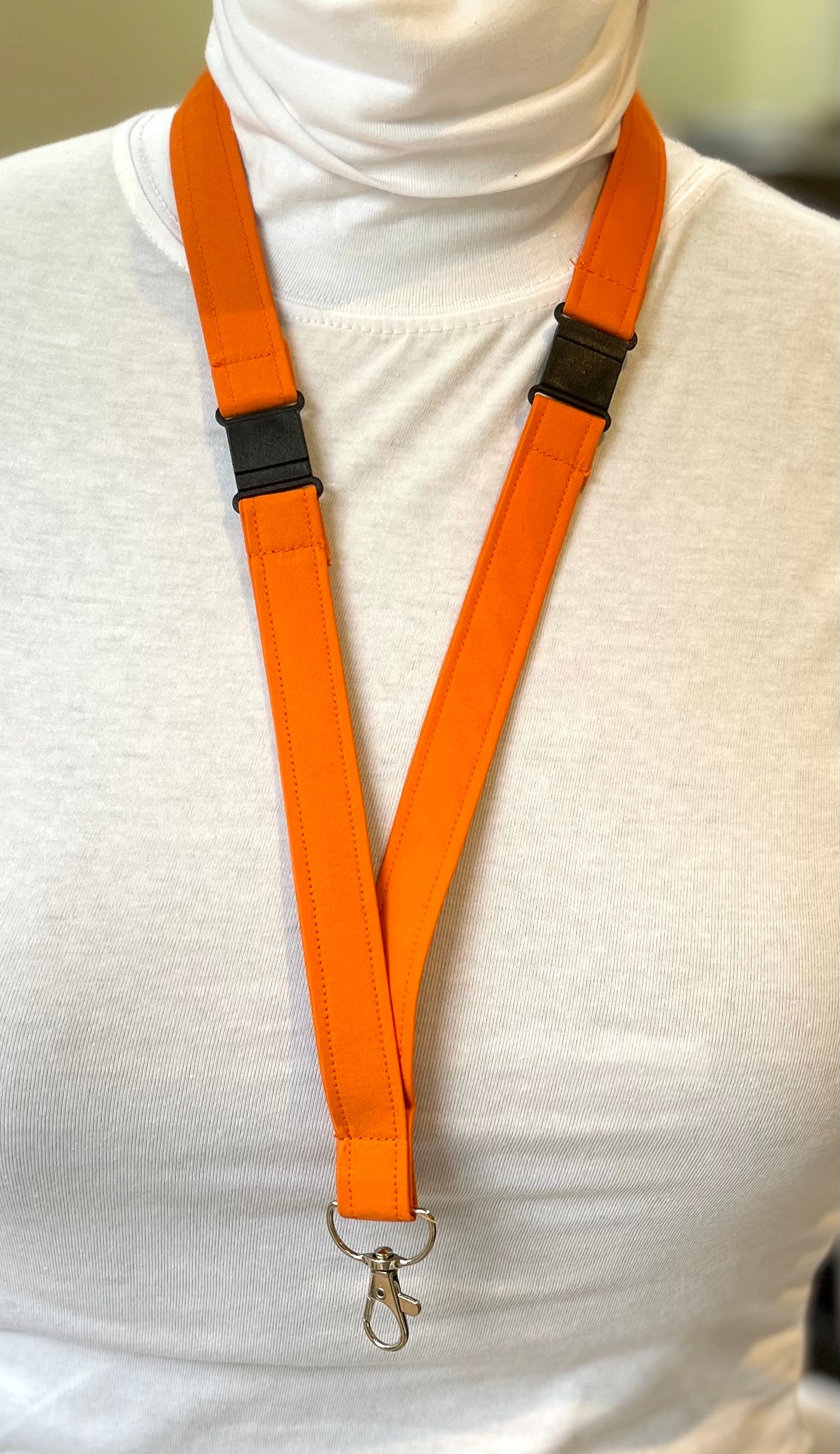 Orange Plain Fabric Breakaway Lanyard image 0