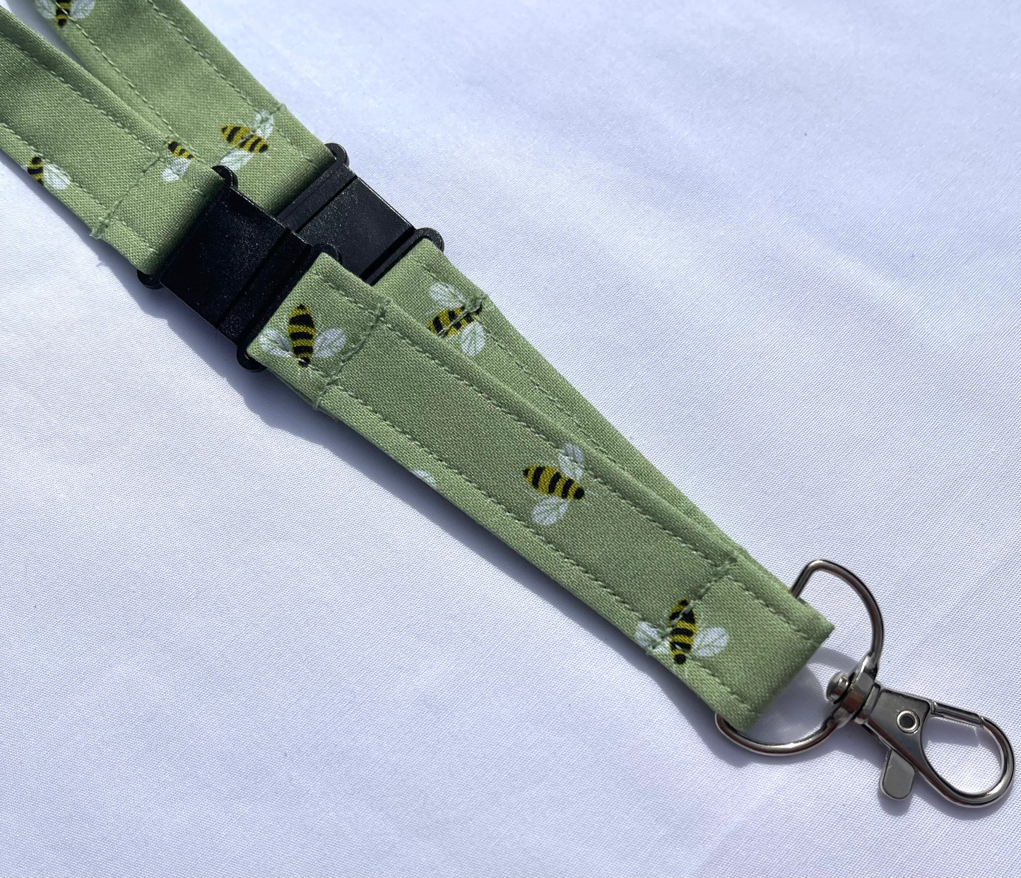 Green Bee Fabric Breakaway Lanyard image 2