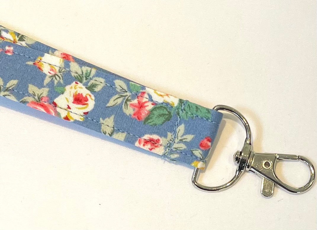 Sky Blue Floral Fabric Breakaway Lanyard image 2