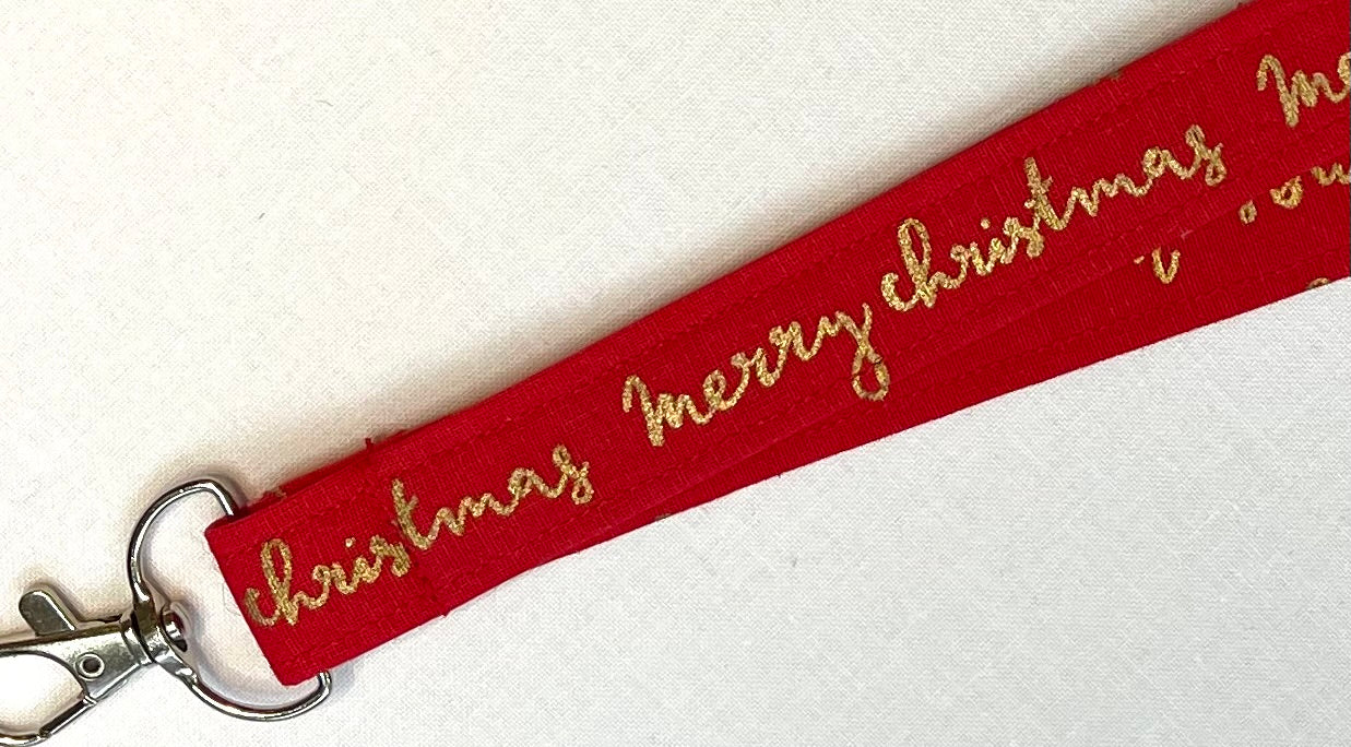 Christmas: Merry Christmas Red Fabric Breakaway Lanyard image 3