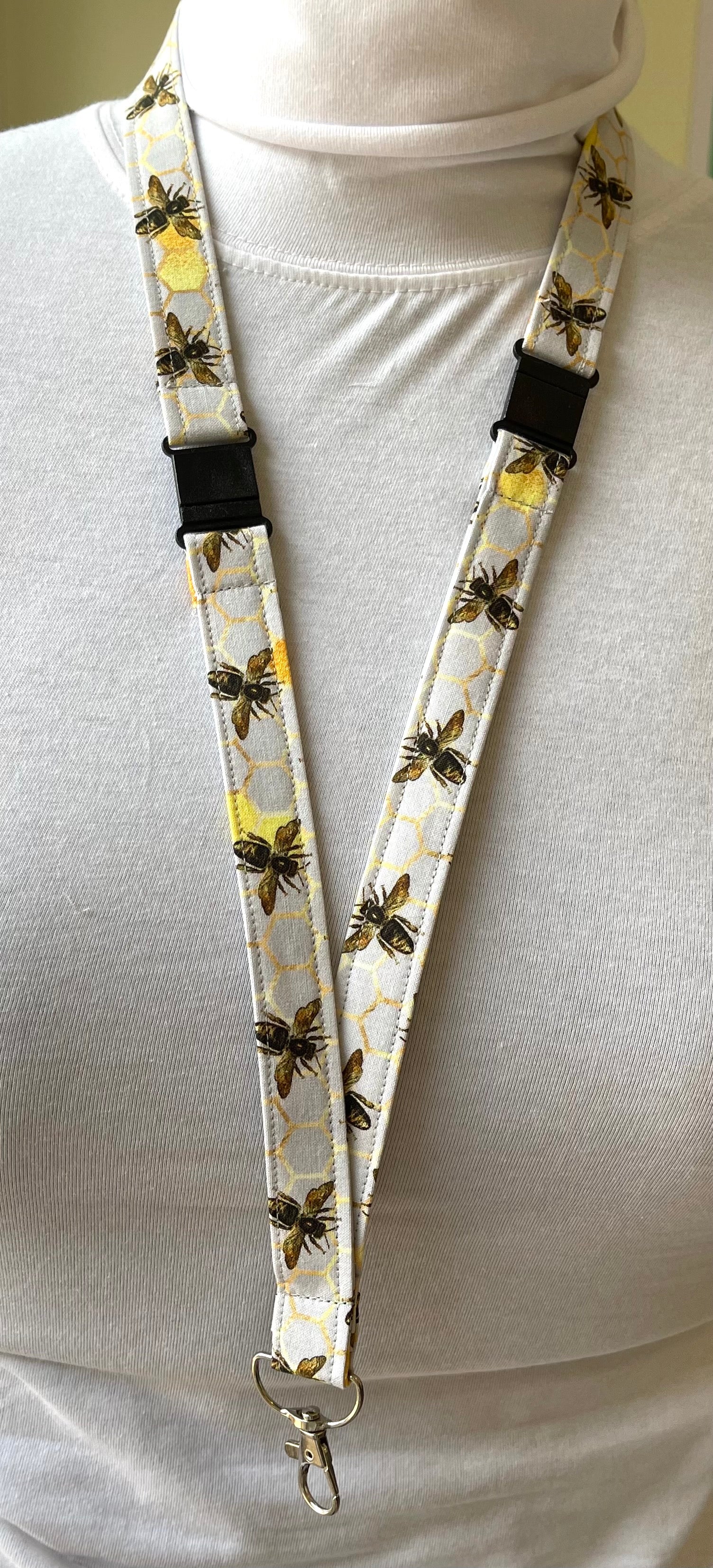 Grey Bee Fabric Breakaway Lanyard image 0