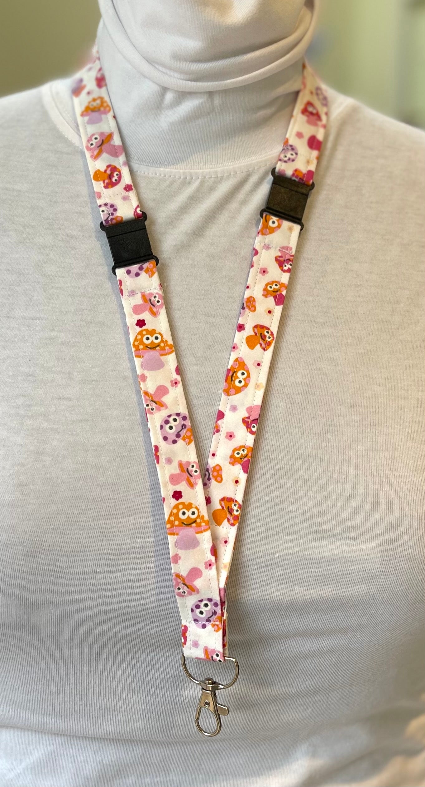 Happy Mushroom Fabric Breakaway Lanyard image 0