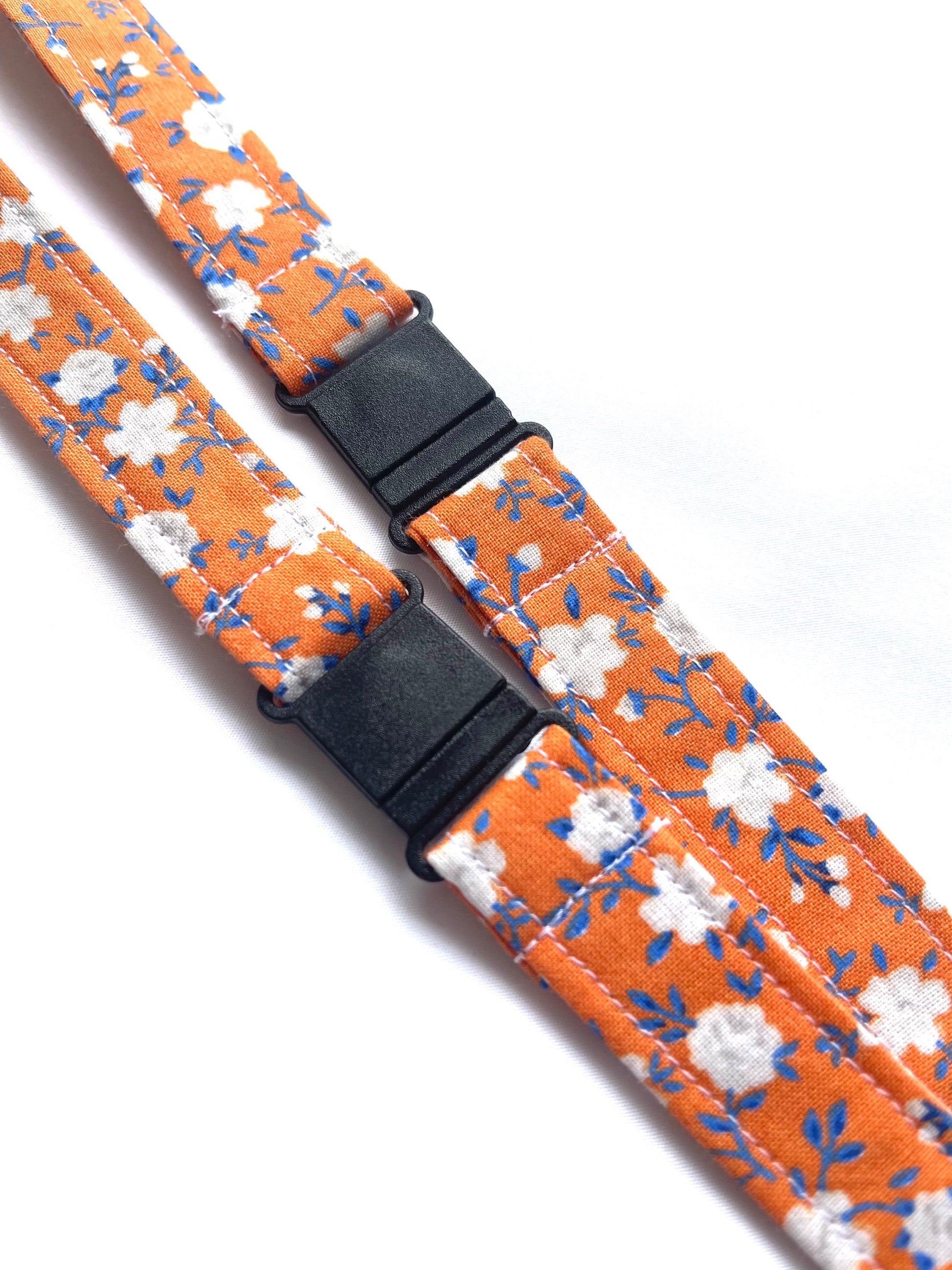 Orange white Flower Fabric Breakaway Lanyard image 1