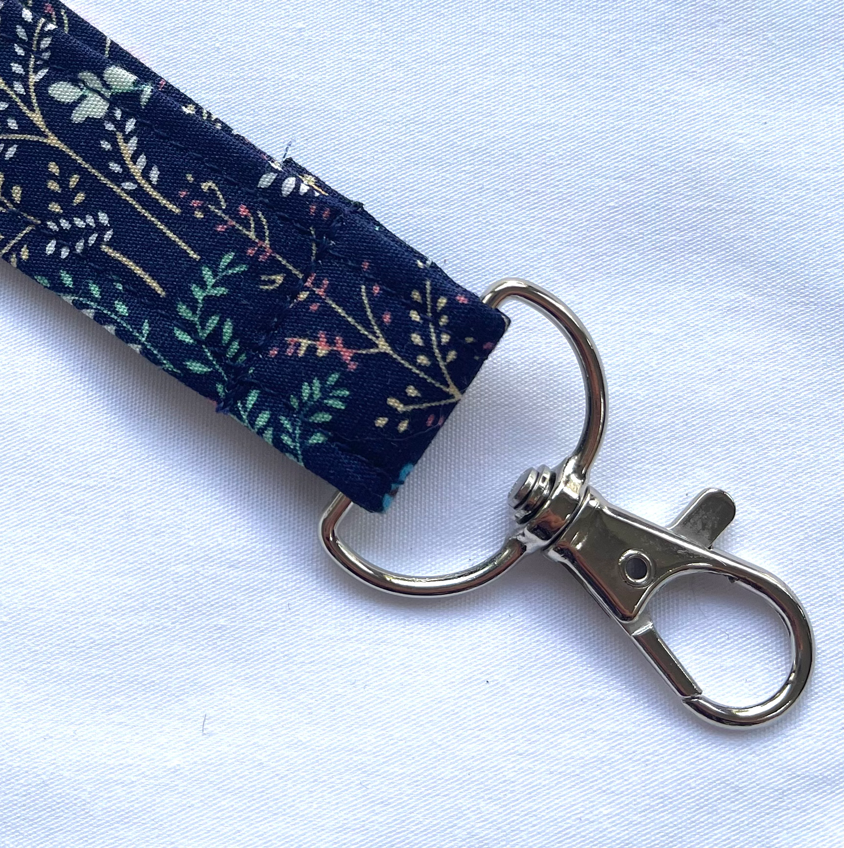 Navy Floral Fabric Breakaway Lanyard image 2