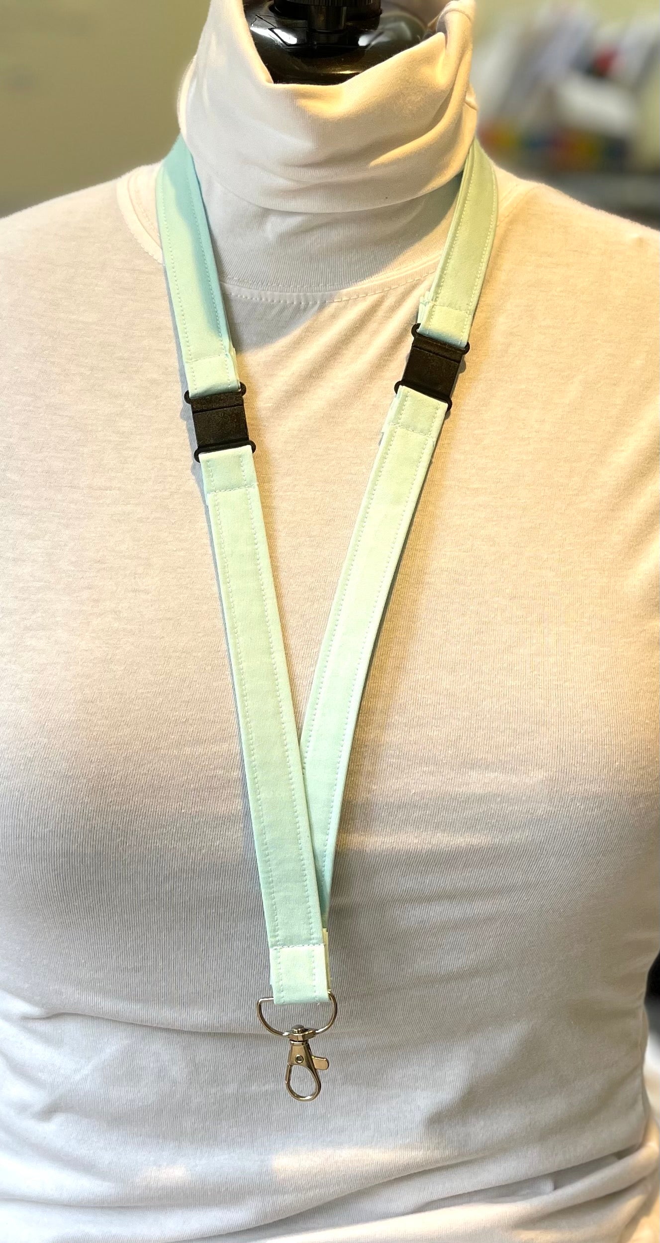 Baby Blue Plain Fabric Breakaway Lanyard image 0