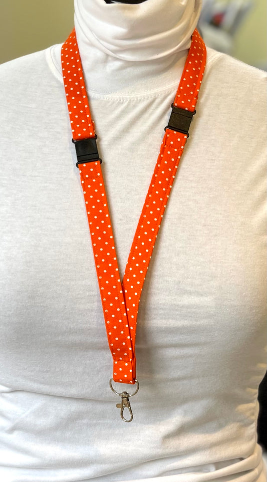 Orange Spotty Fabric Breakaway Lanyard image 0