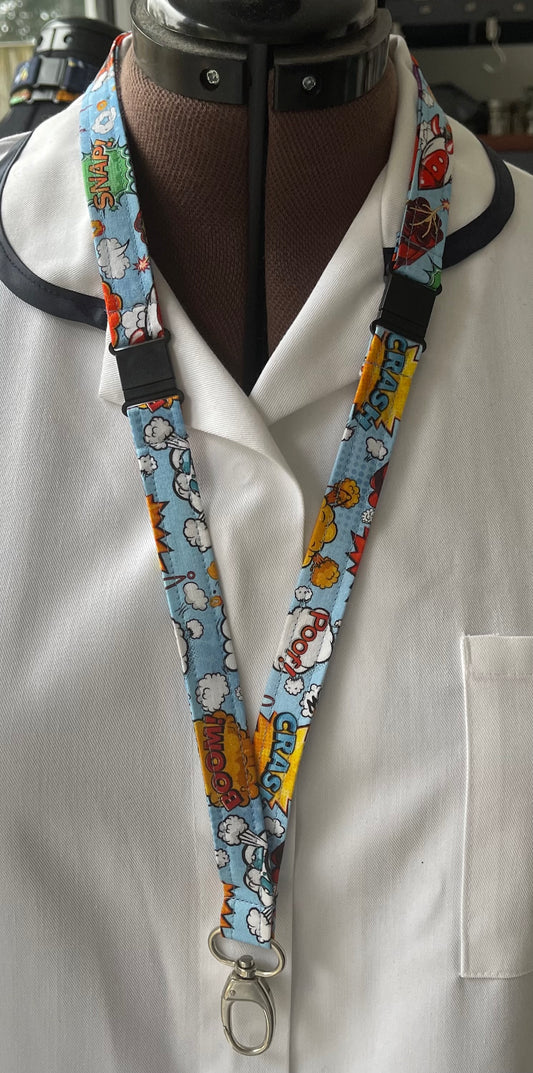 Comic Con Blue Fabric Breakaway Lanyard image 0