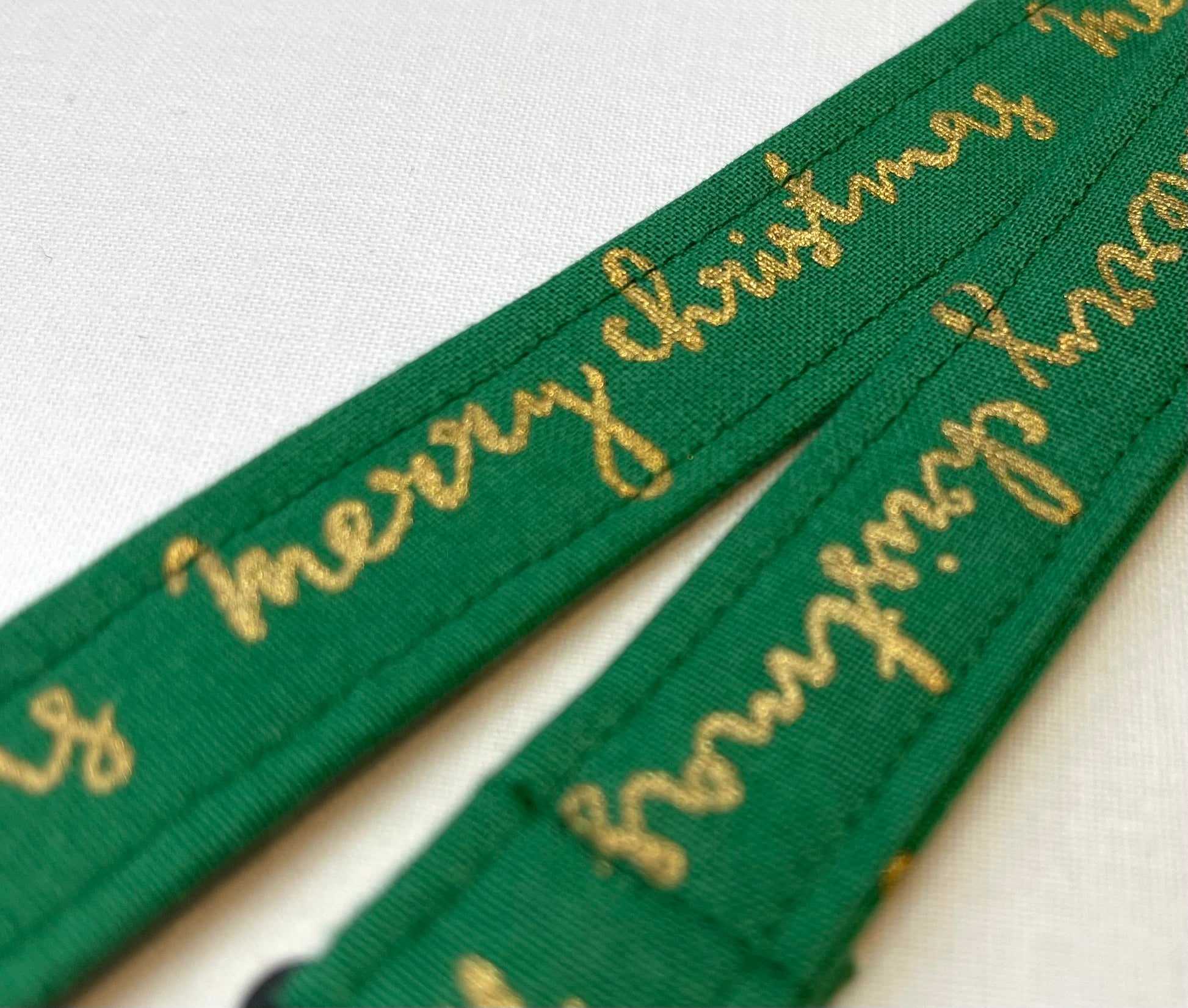 Christmas: Merry Christmas Green Fabric Breakaway Lanyard image 2