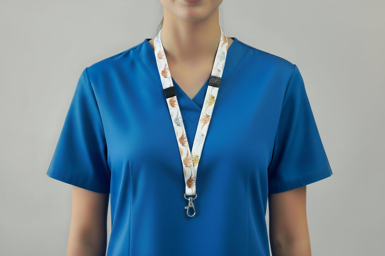 Handmade safety breakaway lanyard with anti-strangulation release points for NHS, healthcare, education and security staff