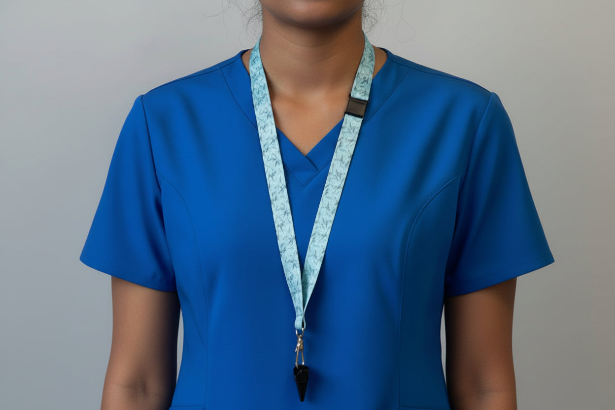 Handmade safety breakaway lanyard with anti-strangulation release points for NHS, healthcare, education and security staff