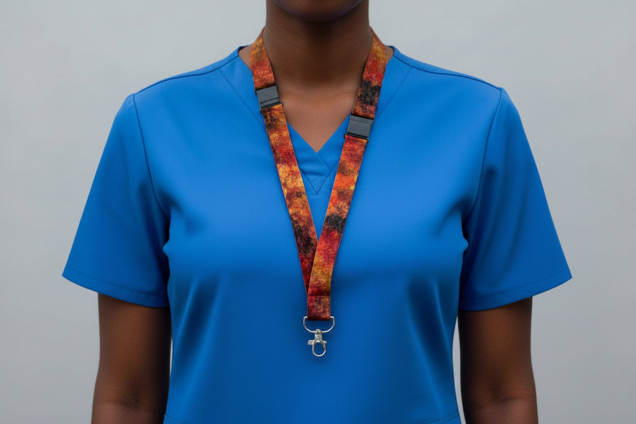 Handmade safety breakaway lanyard with anti-strangulation release points for NHS, healthcare, education and security staff