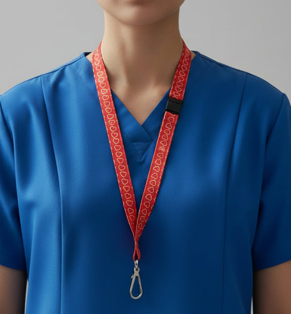 Handmade safety breakaway lanyard with anti-strangulation release points for NHS, healthcare, education and security staff