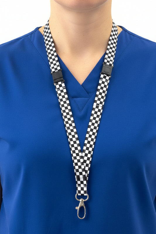 Checker Board Fabric Breakaway Lanyard