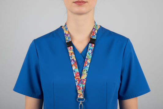 Handmade safety breakaway lanyard with anti-strangulation release points for NHS, healthcare, education and security staff