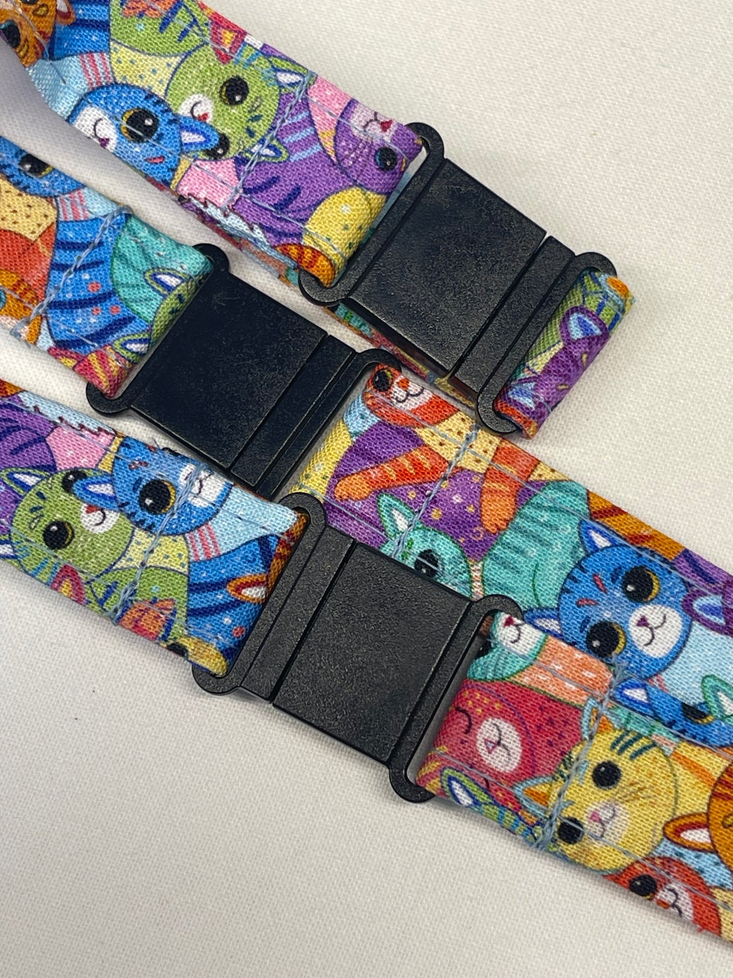  Colorful Cats fabric lanyard with breakaway clips