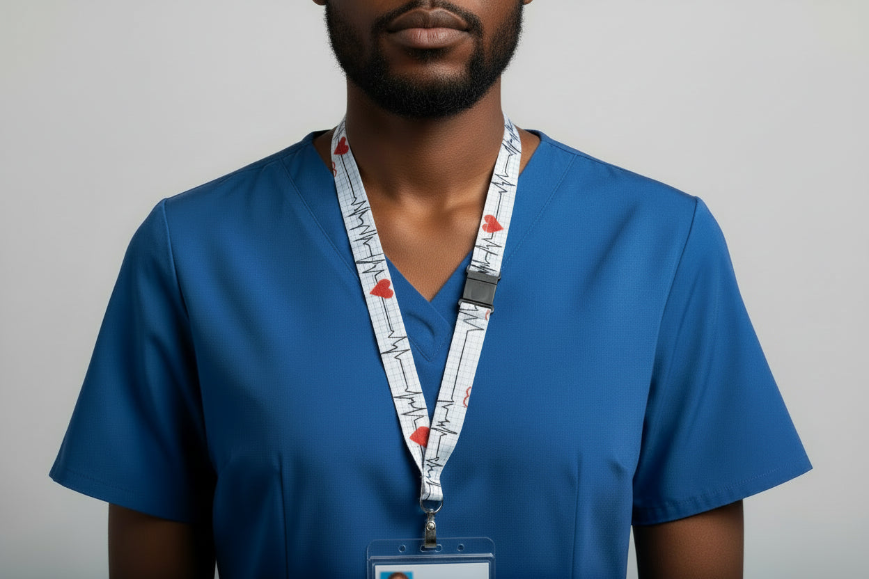 Handmade safety breakaway lanyard with anti-strangulation release points for NHS, healthcare, education and security staff