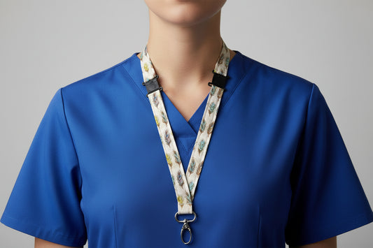 Handmade safety breakaway lanyard with anti-strangulation release points for NHS, healthcare, education and security staff