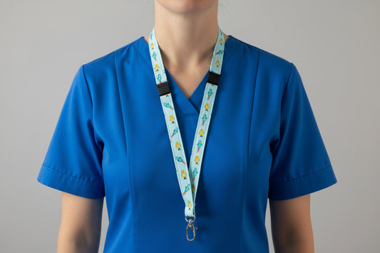 Handmade safety breakaway lanyard with anti-strangulation release points for NHS, healthcare, education and security staff