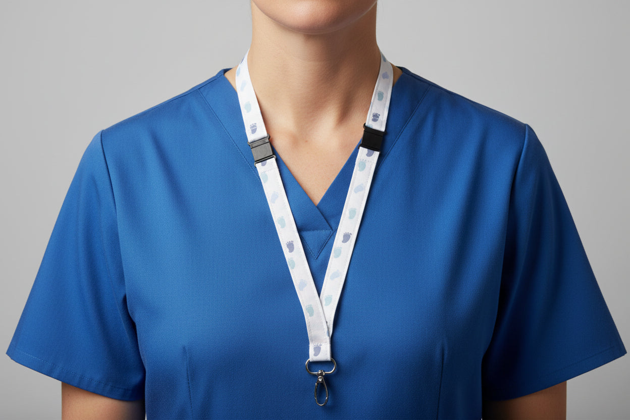Handmade safety breakaway lanyard with anti-strangulation release points for NHS, healthcare, education and security staff