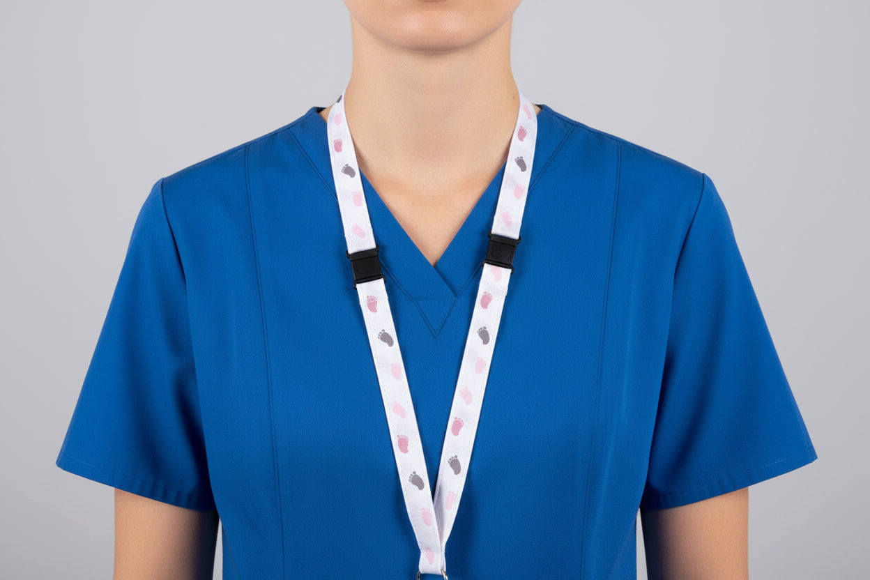 Handmade safety breakaway lanyard with anti-strangulation release points for NHS, healthcare, education and security staff